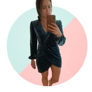 Turquoise Velvet Cocktail Dress